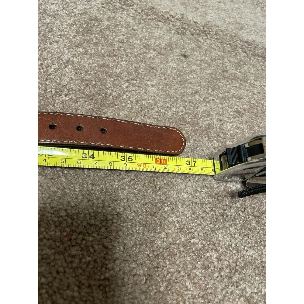 VTG Brighton Leather Belt Duck Size 34 Blue Brown Solid Brass Buckle‎